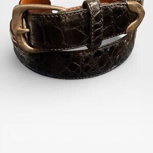 Vtg 90s Polo Ralph Lauren American Alligator Belt Black Sterling Buckle Tip 32